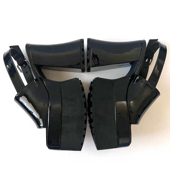 Dolls Kill Current Mood Black Patent Platform Sandals Heels Size 6 - Picture 10 of 14